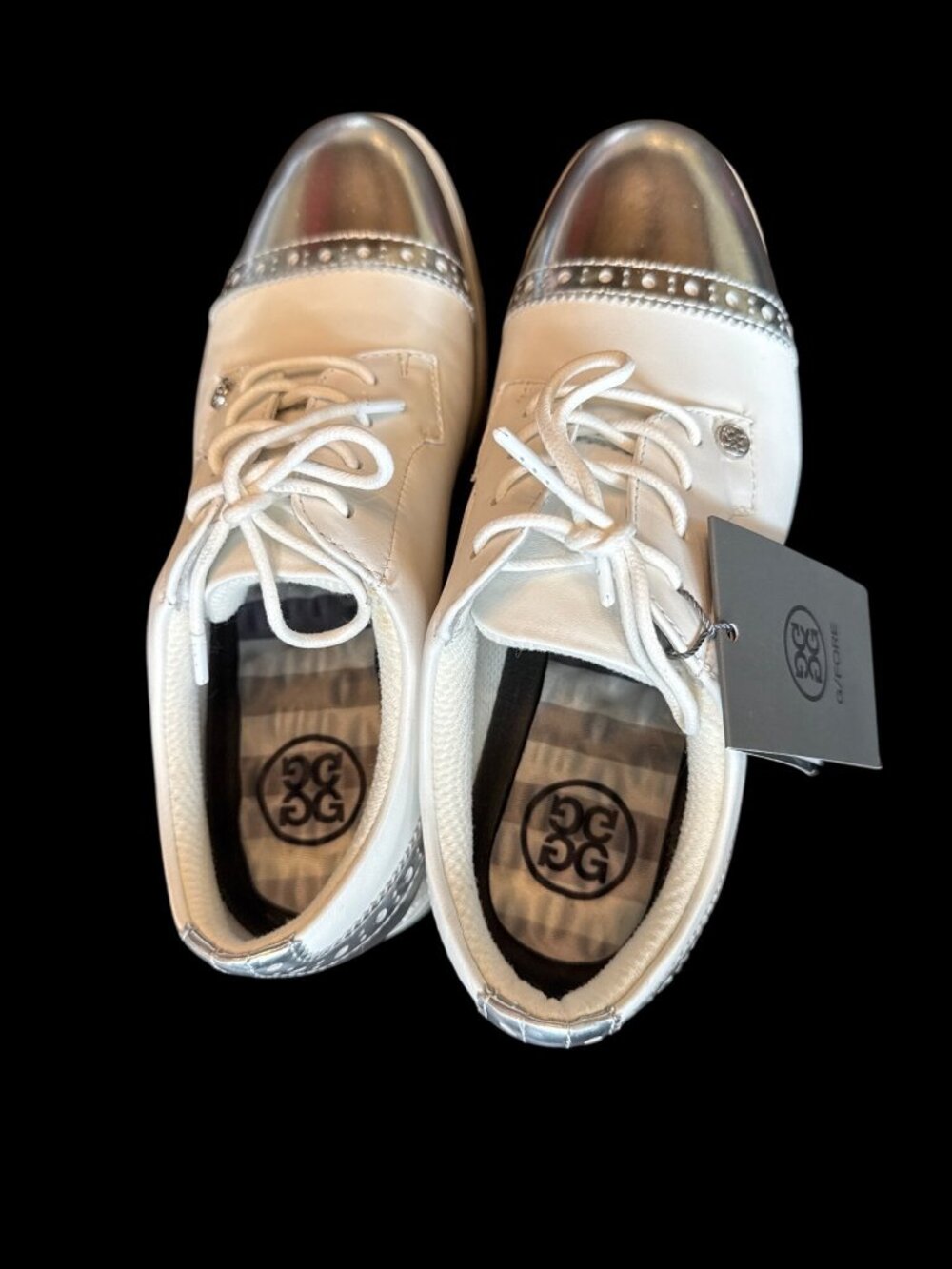 G/Fore Cap Toe Gallivanter Women's Golf Shoes Size 7 US 38 EUR White Silver New - Picture 6 of 7